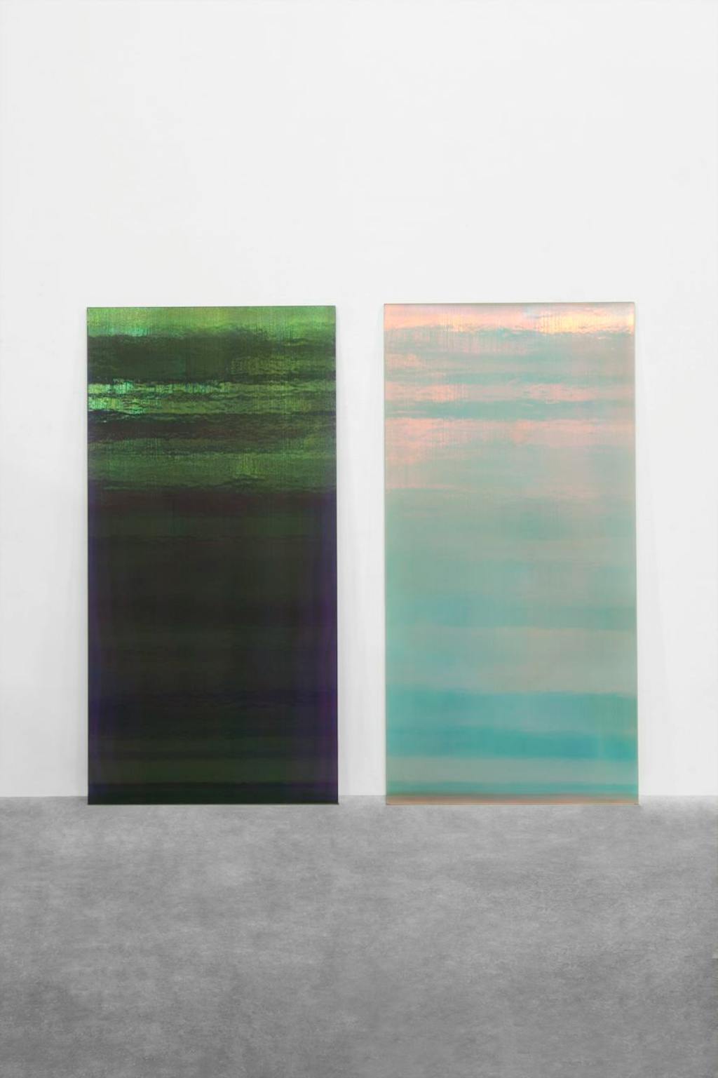 Diptych CL2 Blue Shadow &amp; CL9GN35 Sunset Bright Green - © Mennour