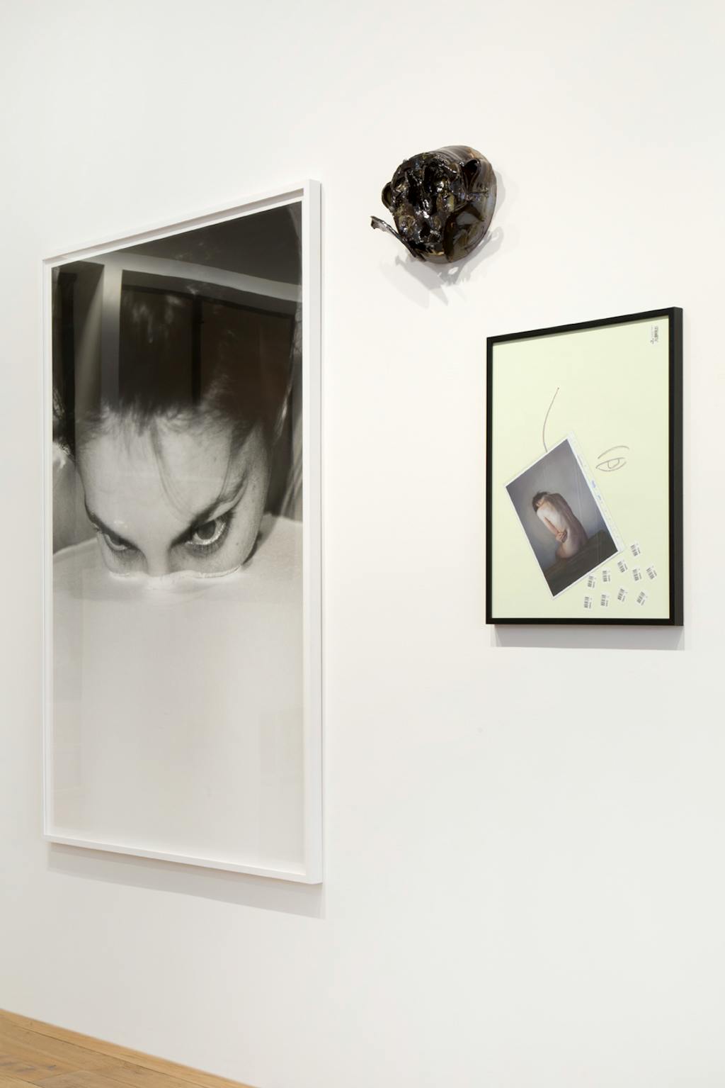 Michel François
Le monde et les bras, 1996
Black and white photograph
180 x 120 cm

Matthew Lutz‑Kinoy
Always surprised, 2018
Ceramic and glaze
35 x 30 x 13 cm

Camille Henrot
Untitled (Study for Monday), 2015
Pastel and collage on paper
64,8 x 49,5 cm

View of the group show “Mask”, kamel mennour (51 Brook Street), London, 2018

© ADAGP Michel François
© ADAGP Camille Henrot
© Matthew Lutz‑Kinoy
Photo. archives kamel mennour
Courtesy the artist and kamel mennour, Paris/London - © kamel mennour
