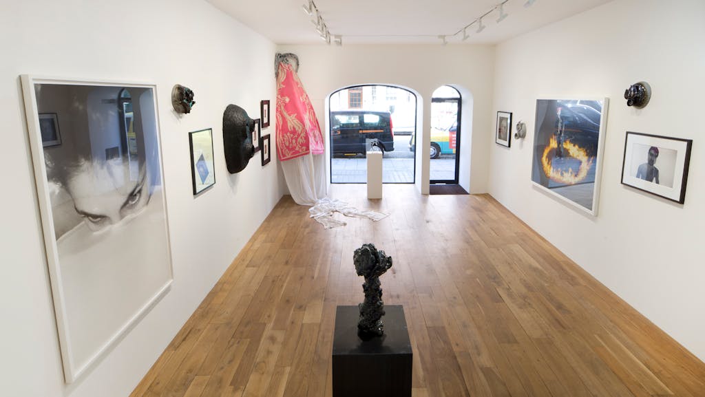 View of the group show “Mask”, kamel mennour (51 Brook Street), London, 2018
© ADAGP Mohamed Bourouissa
© ADAGP Michel François
© ADAGP Alberto García‑Alix
© Petrit Halilaj
© ADAGP Camille Henrot
© Cameron Jamie
© ADAGP Bertrand Lavier
© Matthew Lutz‑Kinoy
© ADAGP Pierre Molinier
© Daido Moriyama
© Ugo Rondinone
Photo. archives kamel mennour
Courtesy the artist and kamel mennour, Paris/London - © kamel mennour